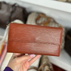 LV Brown Epi Leather Long Wallet